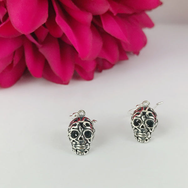 Sterling silver sugar skull on sale earrings