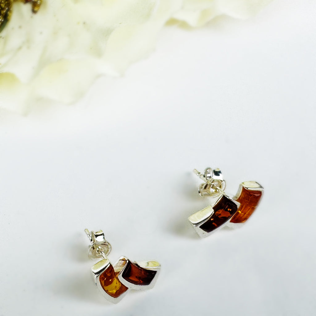 Amber Deco Stud Earrings - VE214