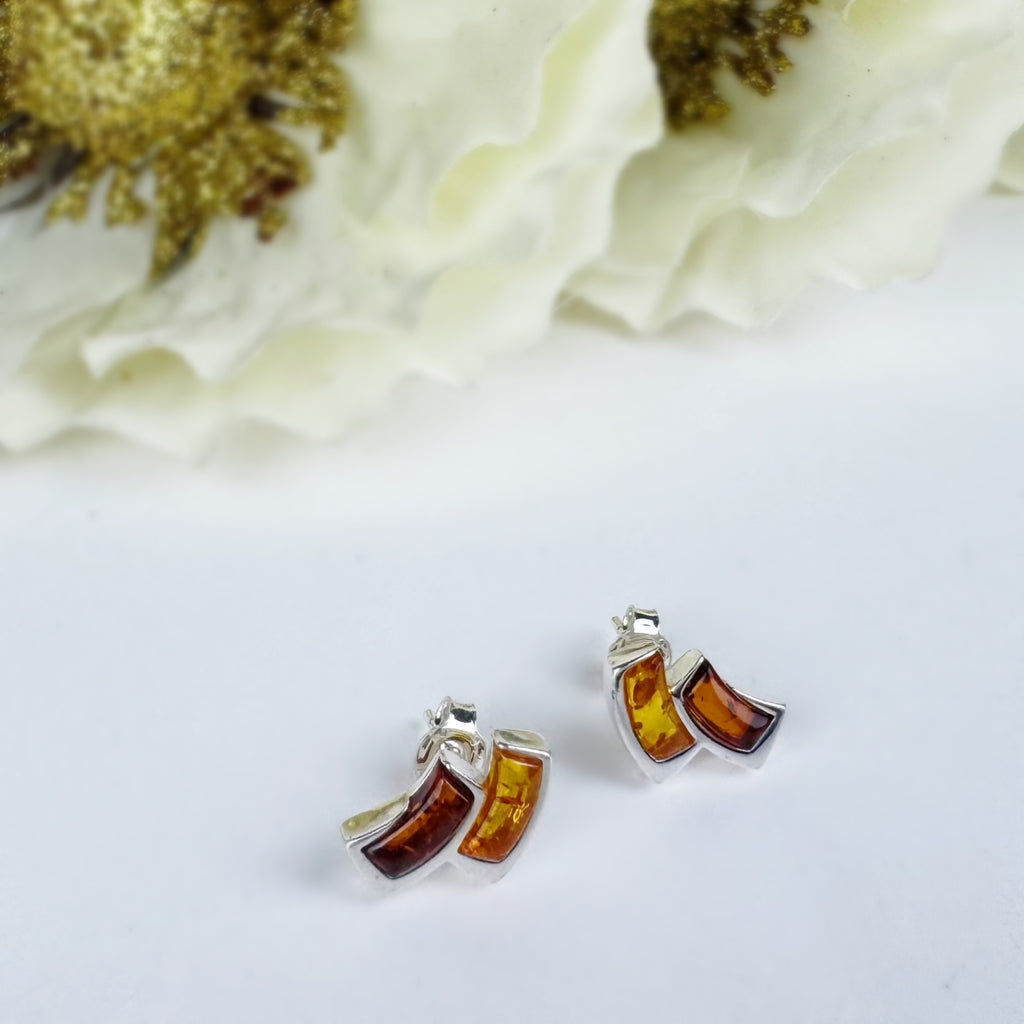 Amber Deco Stud Earrings - VE214