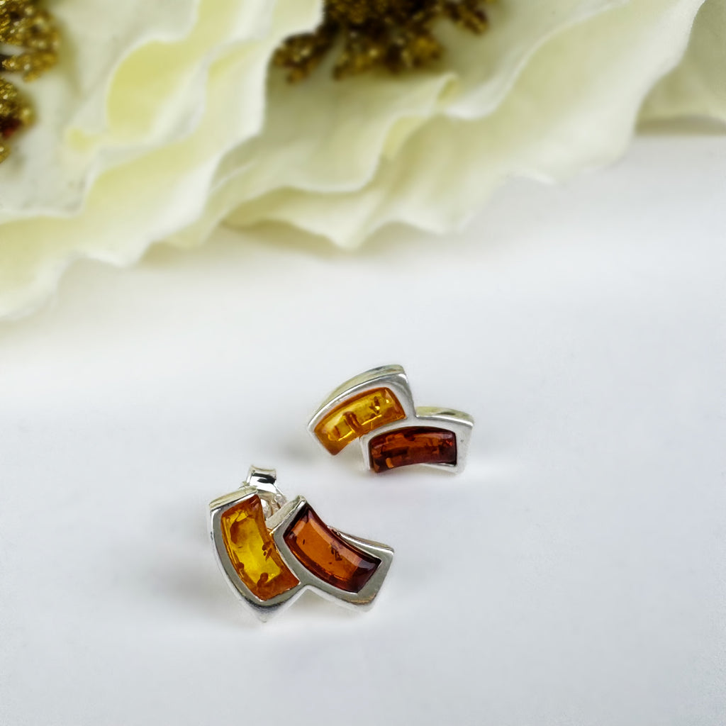 Amber Deco Stud Earrings - VE214
