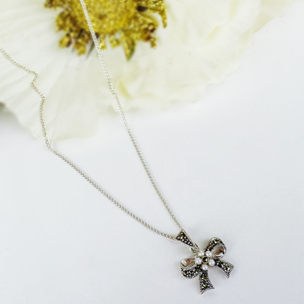 Marcasite Bow Pendant - VP134