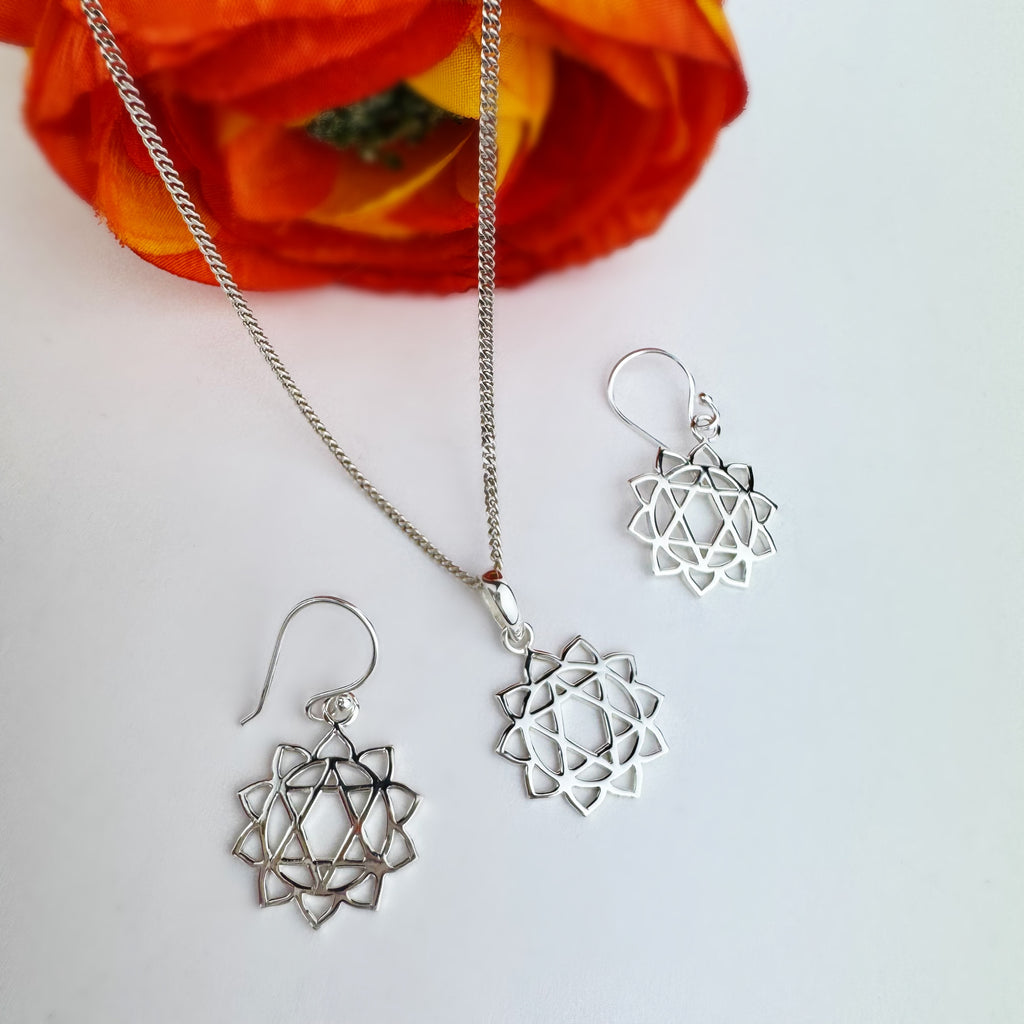 Silver Chakra Earrings - Anahata - VE251