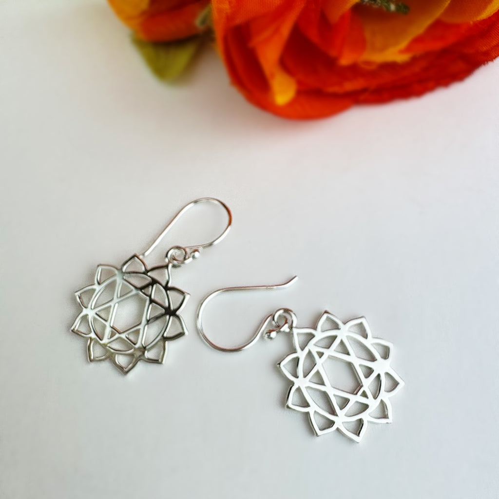 Silver Chakra Earrings - Anahata - VE251