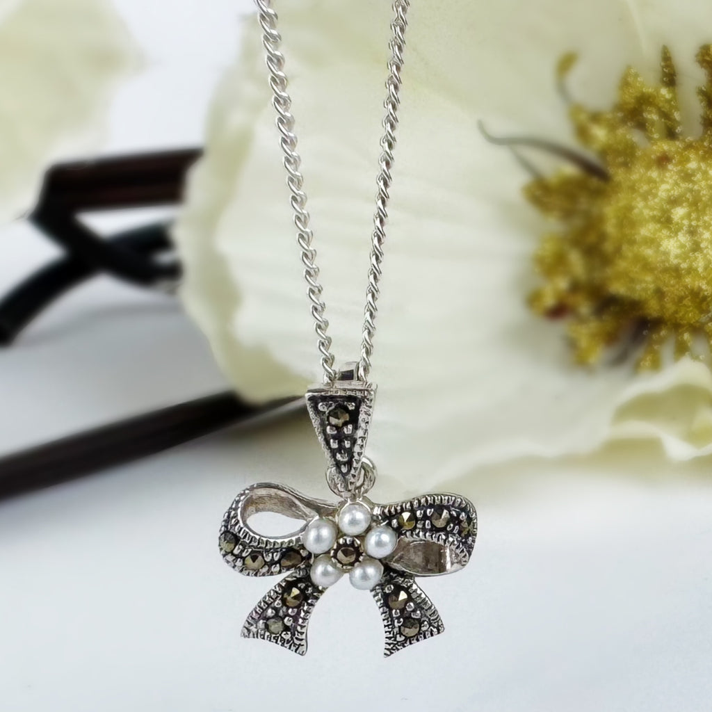 Marcasite Bow Pendant - VP134