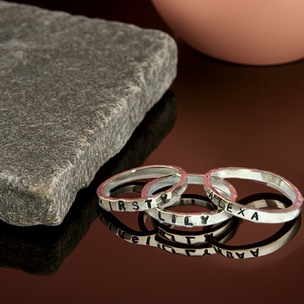 Personalised Hammered Band Ring - SR1829