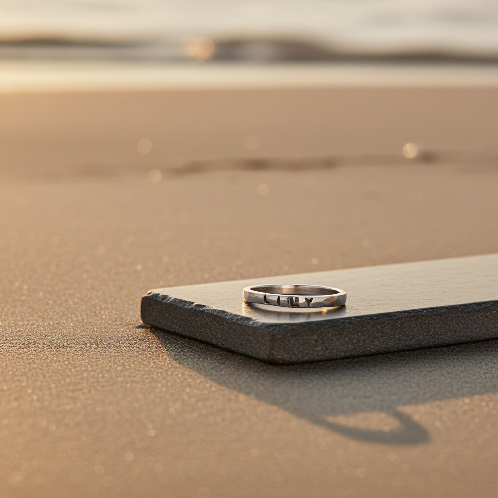 Personalised Hammered Band Ring - SR1829