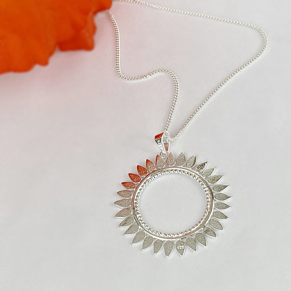Silver Sunflower Pendant - VP384