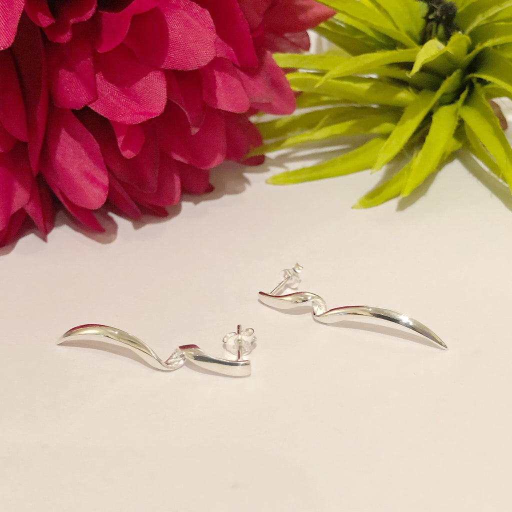 Silver Twist Stud Earrings - VE105