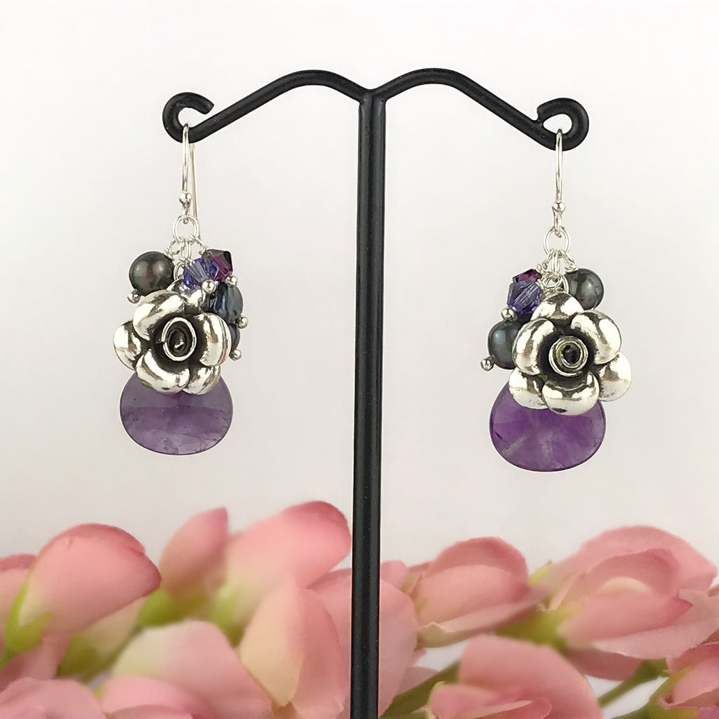 Paradise Rose Earrings (Purple) - VE536
