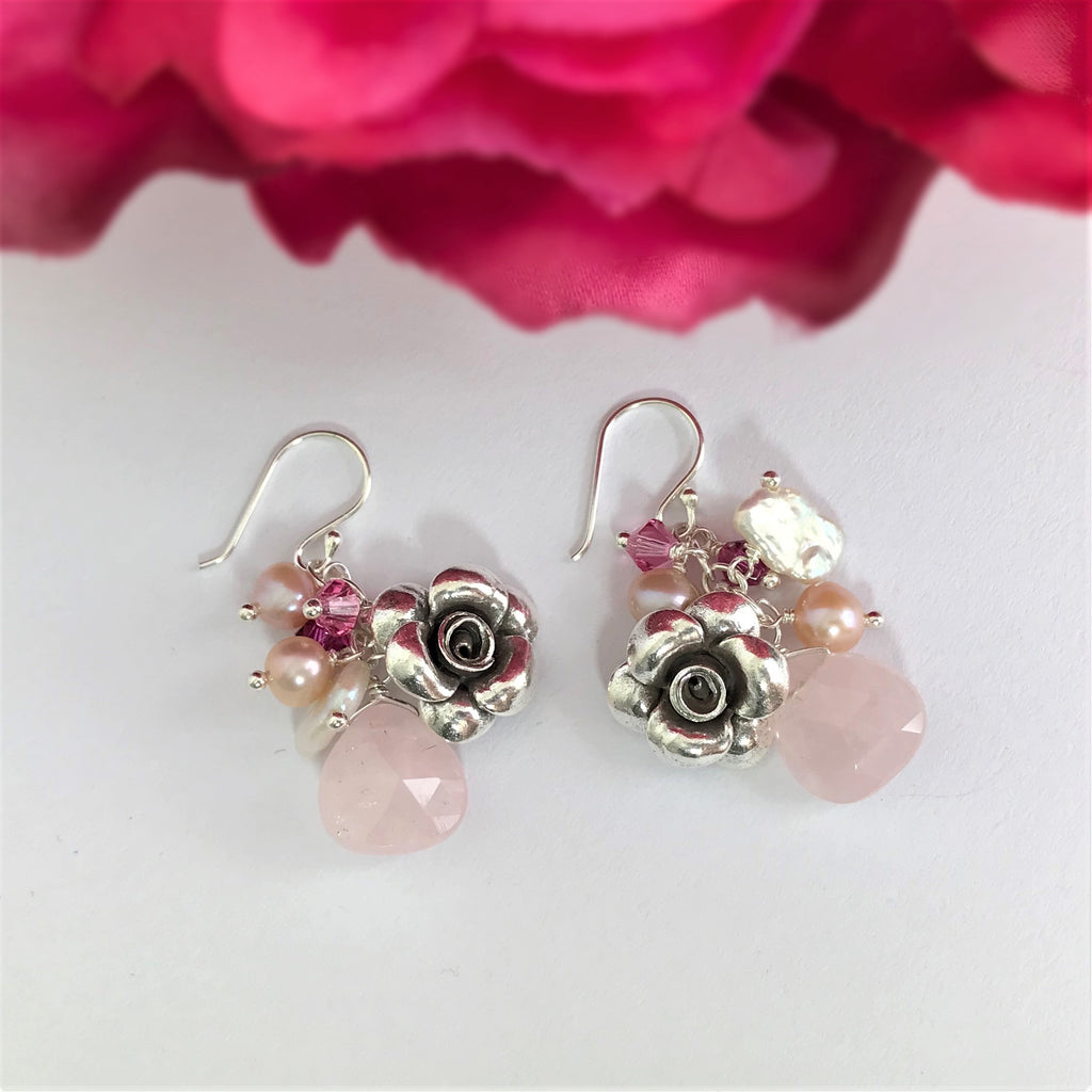 Paradise Rose Earrings (Pink) - VE381